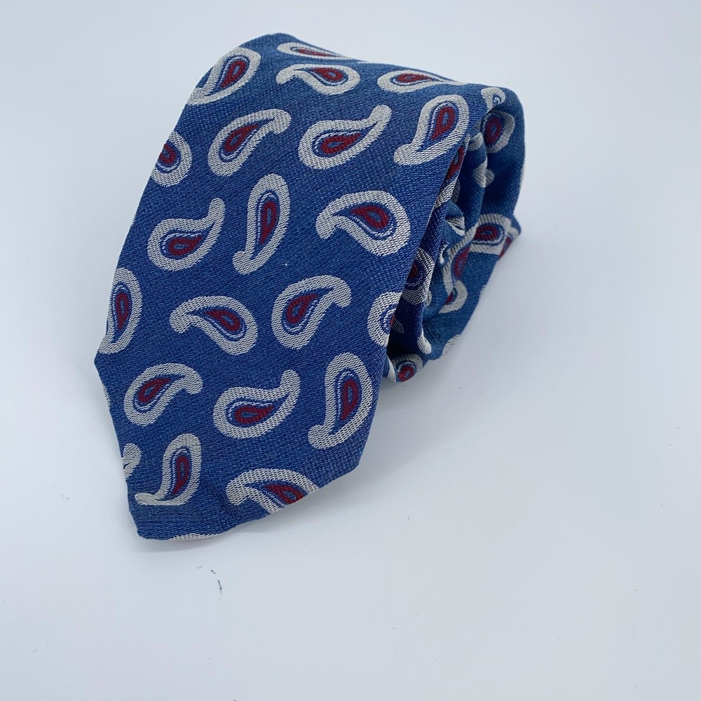 Eton Tie Mens One Size Blue Paisley Silk‎ Classic Fit Luxury Necktie Italy Made